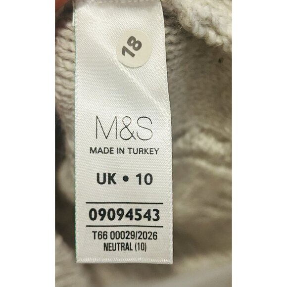 M&S Collection Beige Wool Blend Cable Knit Bobble Sweater Womens Size 6 Medium - Picture 3 of 14